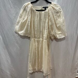 Banana Republic Puff Sleeve Open Back Dress XS Cottagecore Tea Party Maximalist